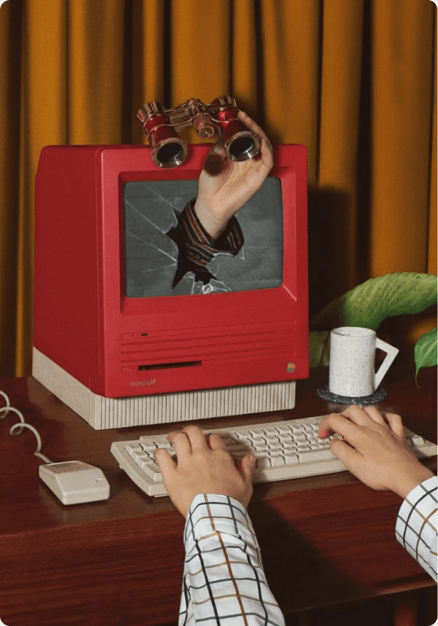Red vintage monitor