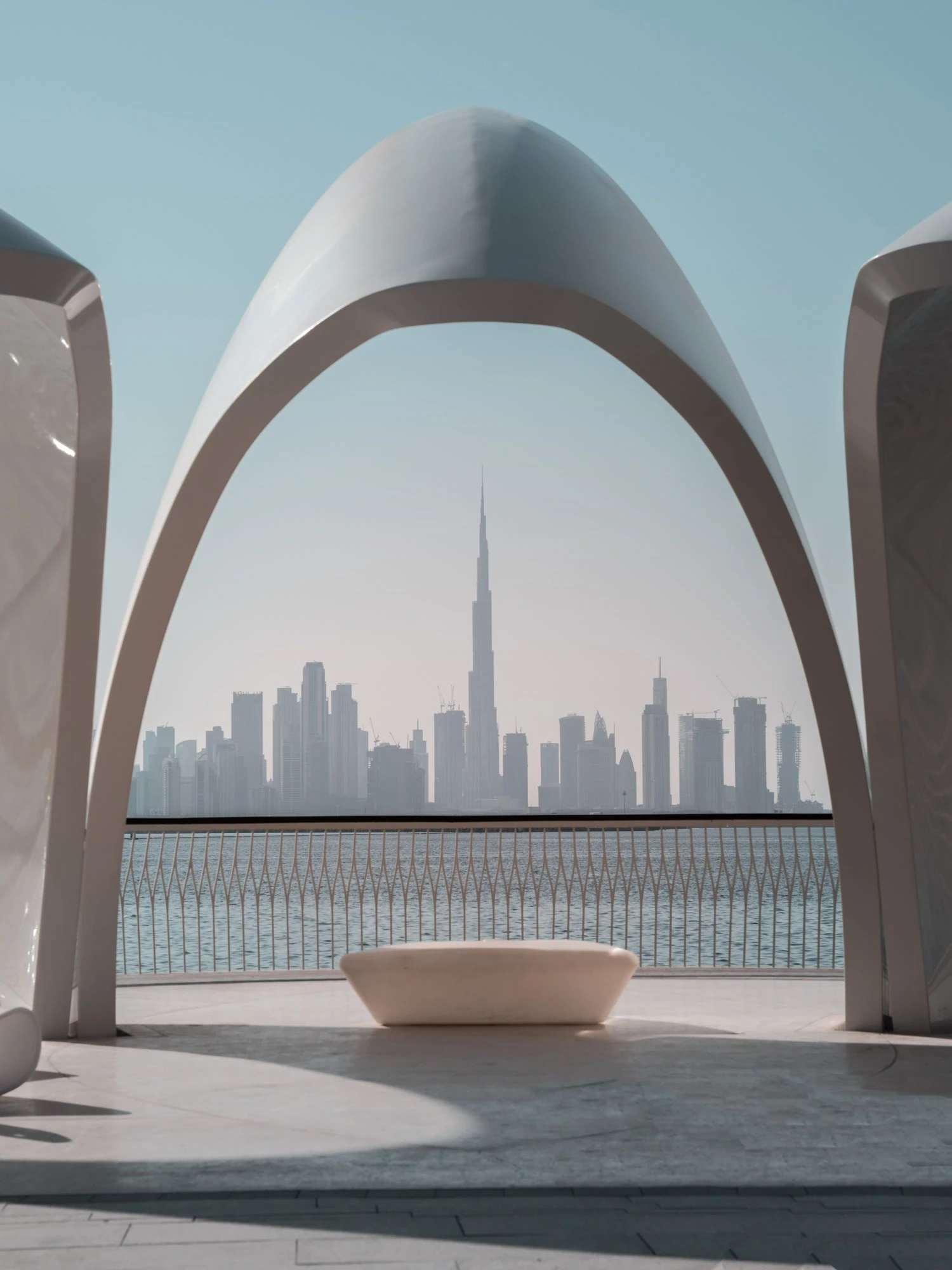 Dubai skyline through an arch, Bayti New York, by Mutant Media